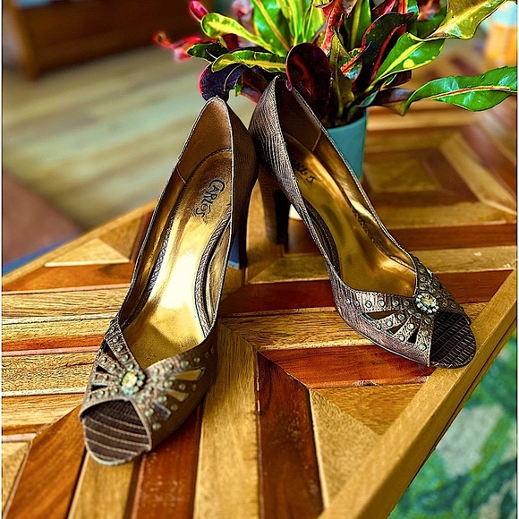 Carlos Santana “Mystique”, peep toe, Bonze 8.5 - Picture 2 of 7